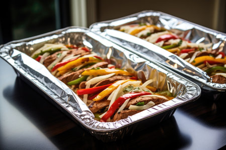 fajitas wrapped in foil, ready for delivery, created with generative aiの素材