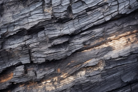 macro shot of a charred and burnt wood piece, created with generative aiの素材