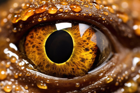 close-up image of light reflecting off a toads eyes, created with generative aiの素材