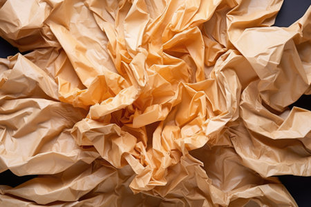 surface-level view of a crumpled brown paper bag, created with generative aiの素材