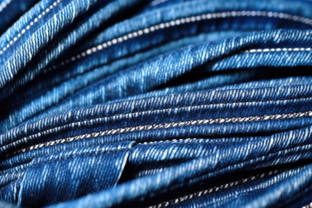 macro photograph of denim belt loops, created with generative aiの素材