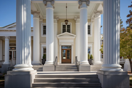 greek revival courthouse with twin pillars, created with generative aiの素材