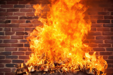 flames escaping from a chimney, created with generative aiの素材