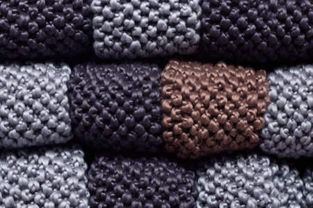 seed stitch knits in charcoal grey acrylic fibers, created with generative aiの素材