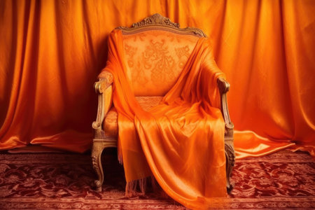 orange silk cloth draped over a chair, created with generative aiの素材
