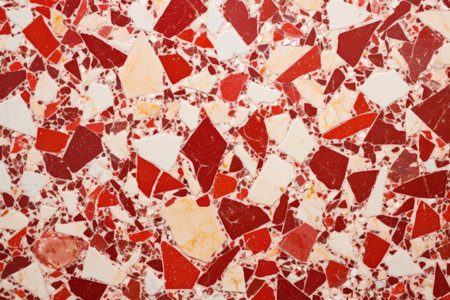 red terrazzo floor with mixed marble pieces, created with generative aiの素材
