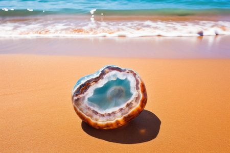water-washed agate stone on a beach, created with generative aiの素材