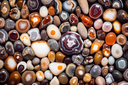 wide view of a cluster of agate stones, created with generative aiの素材