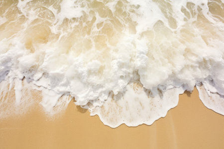 foam surf on the beach sand, created with generative aiの素材