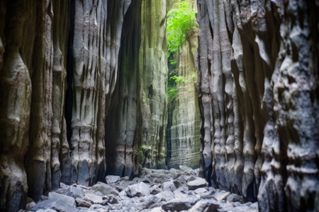 limestone pillars inside a deep canyon, created with generative aiの素材