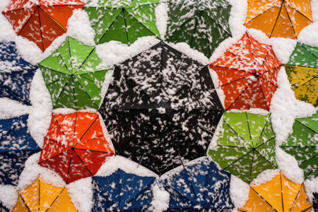 accumulated snow on umbrella fabric, created with generative aiの素材