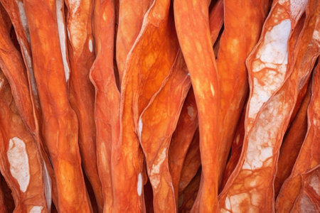 cinnamon tree bark in extreme close-up, created with generative aiの素材