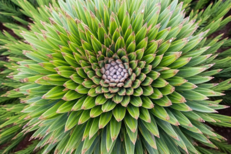 focus on the bark of a monkey puzzle tree, created with generative aiの素材