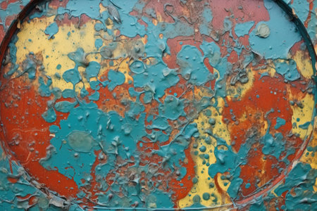peeling and cracked paint on a rusty bin, created with generative aiの素材