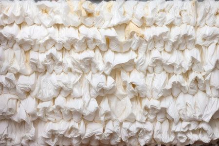 full frame of public toilet hand towel, crumpled post use, created with generative aiの素材