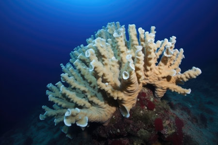 stony coral photographed against a dark sea background, created with generative aiの素材