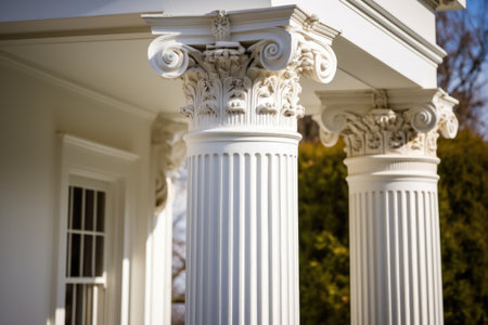 detailed shot of a doric column from a greek revival building, created with generative aiの素材
