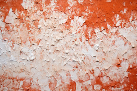 bright terracotta wall with random splash of white paint, created with generative aiの素材