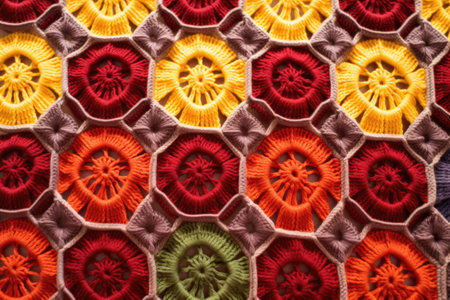 detail image of hexagonal knitting pattern, created with generative aiの素材