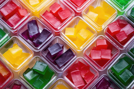brightly-colored gelatin desserts under natural light, created with generative aiの素材