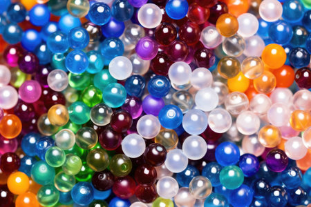 liquid filled bead stress ball close-up, created with generative aiの素材