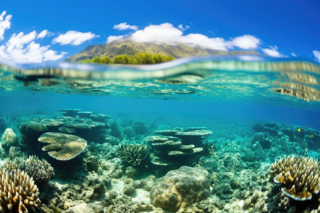 underwater photograph of a coral meadow, created with generative aiの素材