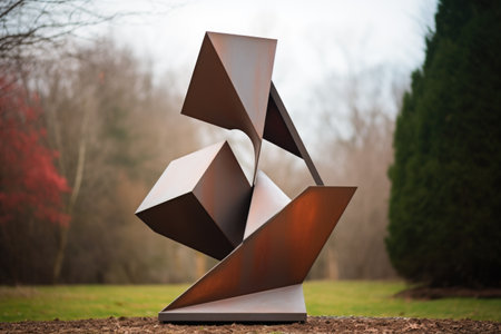 abstract, asymmetrical statue in an urban park, created with generative aiの素材