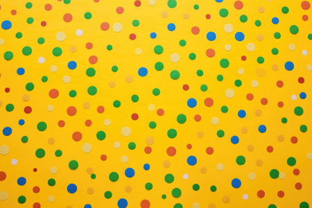 small colored dots on a vibrant yellow surface, created with generative aiの素材