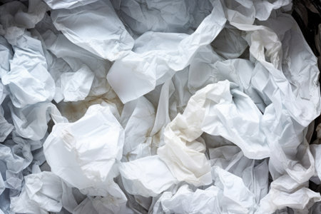 a close-up of crumpled paper in a recycling bin, created with generative aiの素材