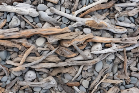driftwood texture washed up on a beach, created with generative aiの素材