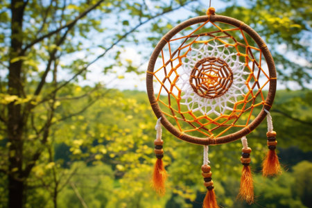 handmade dreamcatcher in the wind, created with generative aiの素材
