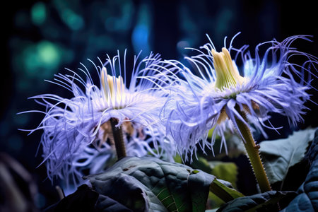 ethereal nocturnal flower blooming in a safari, created with generative aiの素材