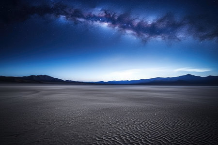 dark desert with the milky way stretched across the sky, created with generative aiの素材