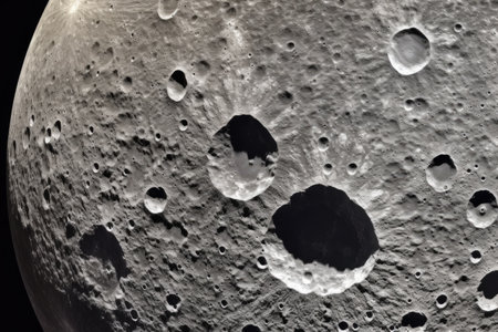 view through a telescope eyepiece, focused on the moon, created with generative aiの素材