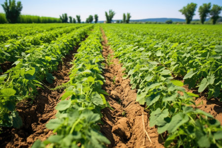 planted cover crops between vine rows to maintain soil health, created with generative aiの素材