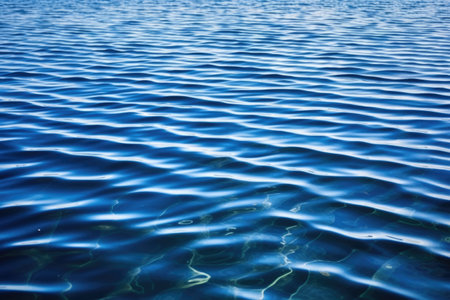 water ripple patterns on a scenic deep blue lake, created with generative aiの素材