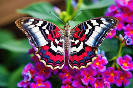 brightly colored butterfly on a flower, created with generative aiの素材