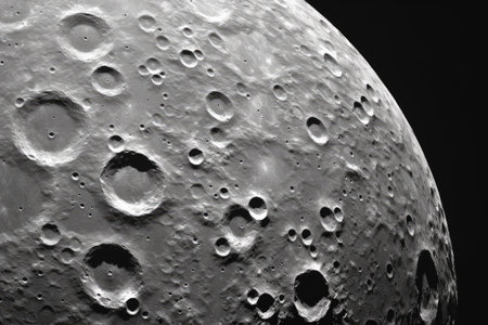 detail of lunar craters through high-powered telescope, created with generative aiの素材