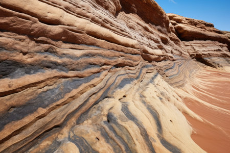 unique weathering pattern on a sandstone bluff, created with generative aiの素材