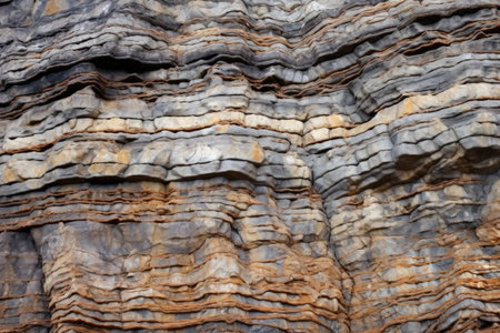 close-up of mineral veins in a rock wall, created with generative aiの素材