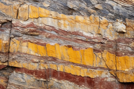 close-up of mineral veins in a rock wall, created with generative aiの素材