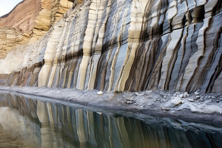 sediment layers in a rock canyon, created with generative aiの素材