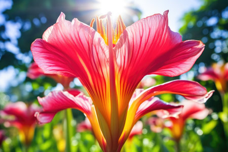a flower opening its petals during a sunny day, created with generative aiの素材