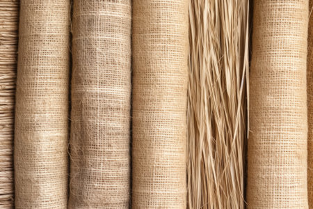 close-up of hemp textile fibers, created with generative aiの素材