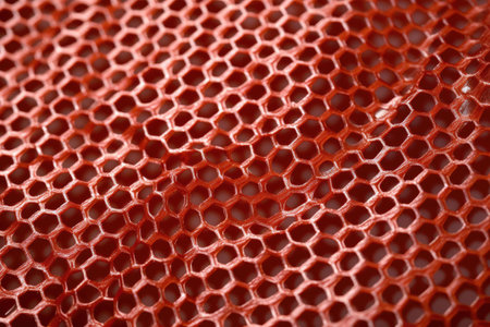macro shot of mesh fabric with repeated hexagon pattern, created with generative aiの素材