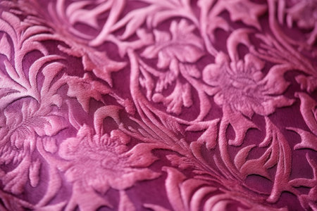 macro shot of plush velvet with floral embossing, created with generative aiの素材