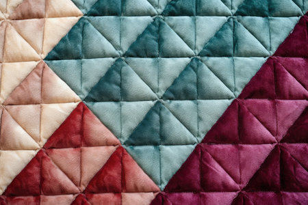 plush, quilted fabric with geometric stitch design, created with generative aiの素材