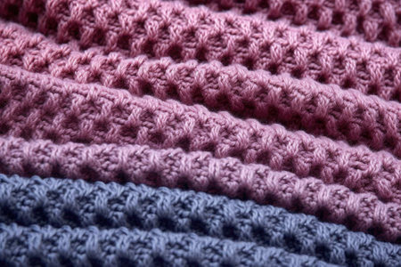 detail view of knitted fabric produced in factory, created with generative aiの素材