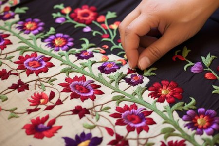 inspection of the backside of an embroidered fabric, created with generative aiの素材