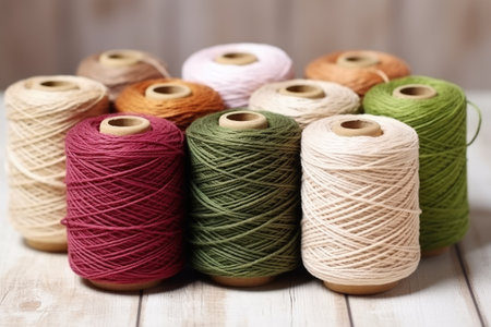 spools of organic threads with a bio label, created with generative aiの素材